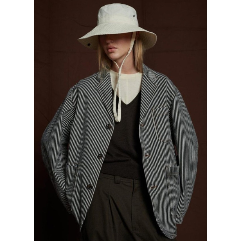 Soeur Denim belted striped chore Jacket